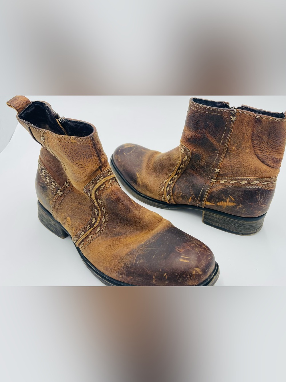 Men's BED STU boots Brown Leather Ankle Boots size 12